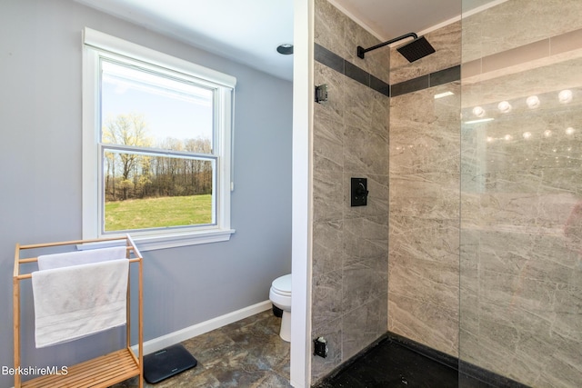 147 Brough Rd, Cheshire, MA 01225 - full bath with baseboards, plenty of natural light, toilet, and tiled shower