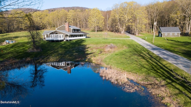 147 Brough Rd, Cheshire, MA 01225 - birds eye view of property featuring a water view and a forest view