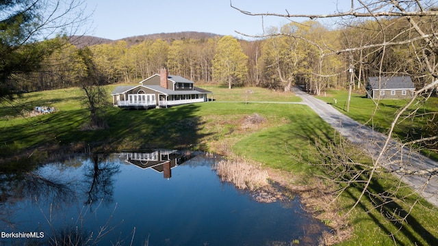 147 Brough Rd, Cheshire, MA 01225 - bird's eye view featuring a water view and a view of trees