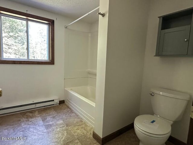 9 Woronoco Rd, Blandford, MA 01008 - full bath featuring a textured ceiling, baseboard heating, and shower / tub combination