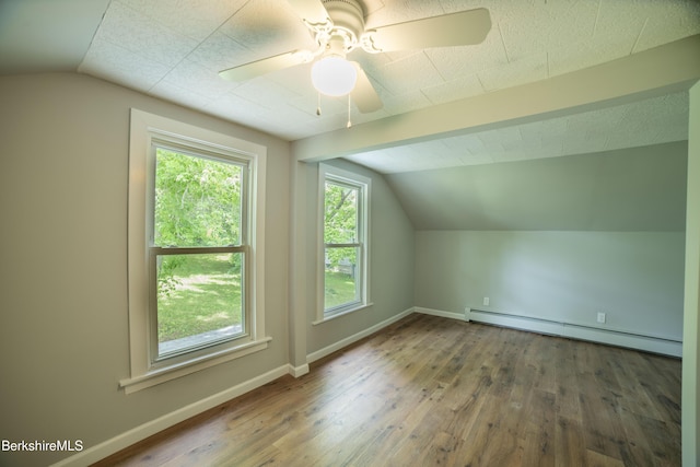 7 Hughes St, Adams, MA 01220 - bonus room with a baseboard radiator, lofted ceiling, wood finished floors, and ceiling fan