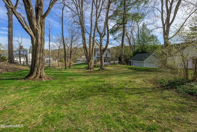 view of yard with a storage unit and an outdoor structure