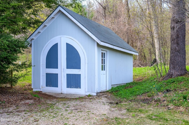 view of shed