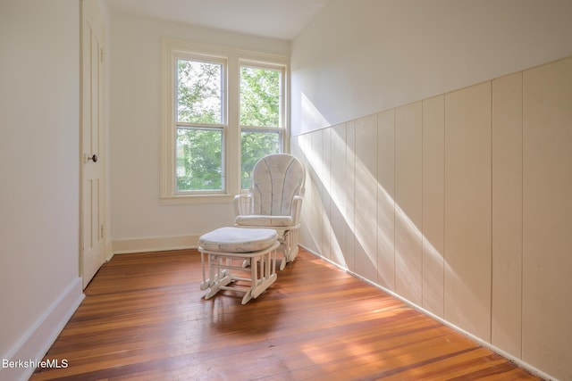 living area featuring wood-type flooring