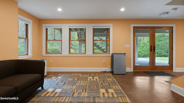 11 Jamie Ln, Sandisfield, MA 01255 - living area with baseboards, french doors, and recessed lighting