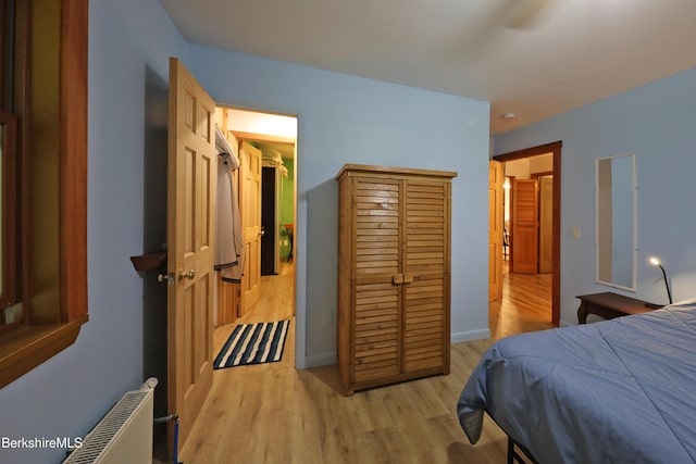 289 Algerie Rd, Becket, MA 01223 - bedroom with light wood-style flooring, radiator, and a closet