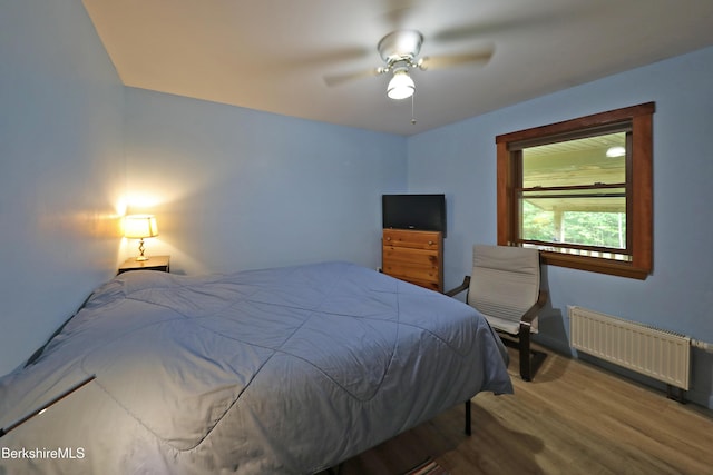 289 Algerie Rd, Becket, MA 01223 - bedroom with radiator heating unit, wood finished floors, and ceiling fan