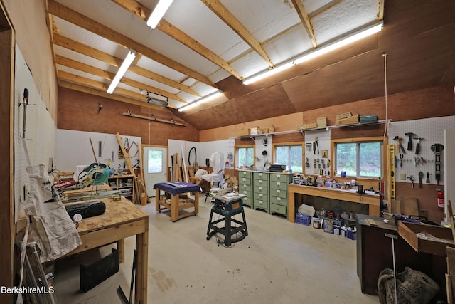 289 Algerie Rd, Becket, MA 01223 - garage featuring a workshop area