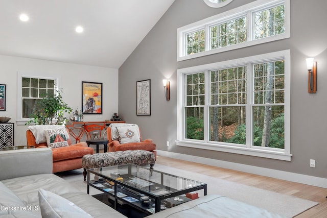 2017 Monterey Rd, Otis, MA 01253 - living area featuring high vaulted ceiling, wood finished floors, and recessed lighting