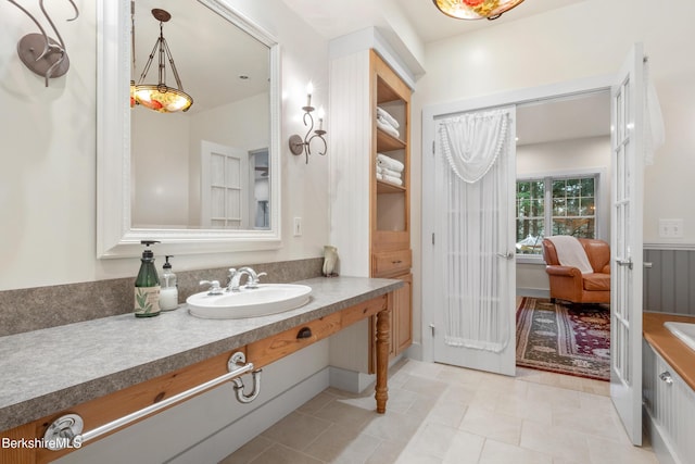 2017 Monterey Rd, Otis, MA 01253 - bathroom featuring vanity, ensuite bath, and tile patterned floors