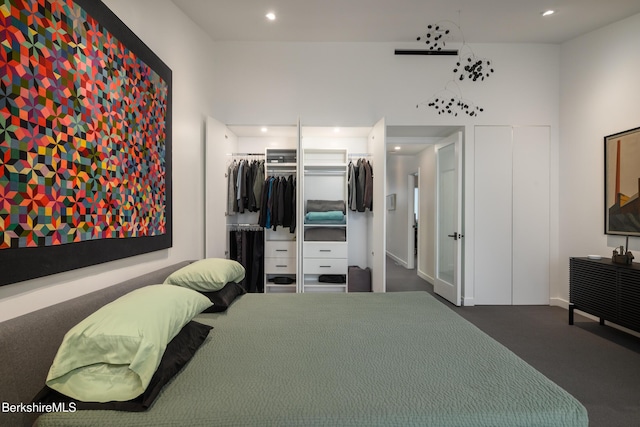 bedroom with carpet floors and a closet