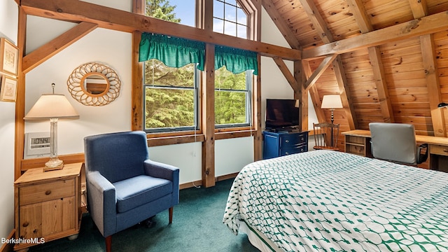 51 New Lenox Rd, Lenox, MA 01240 - bedroom with dark carpet, wooden ceiling, and multiple windows