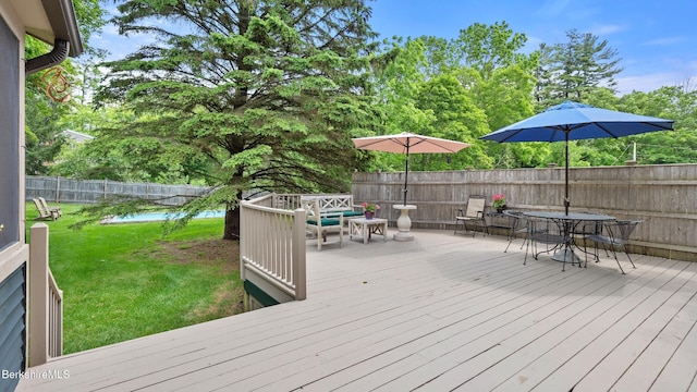 51 New Lenox Rd, Lenox, MA 01240 - deck with outdoor dining space and a fenced backyard