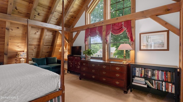 51 New Lenox Rd, Lenox, MA 01240 - bedroom featuring wood ceiling, light colored carpet, and wood walls