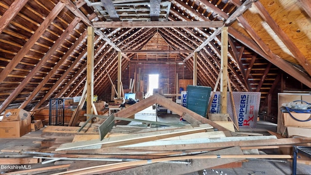 view of unfinished attic