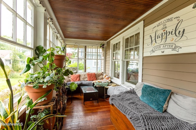 30 Belvidere Ave, Pittsfield, MA 01201 - sunroom featuring wooden ceiling, outdoor lounge area, hardwood / wood-style flooring, and wooden walls