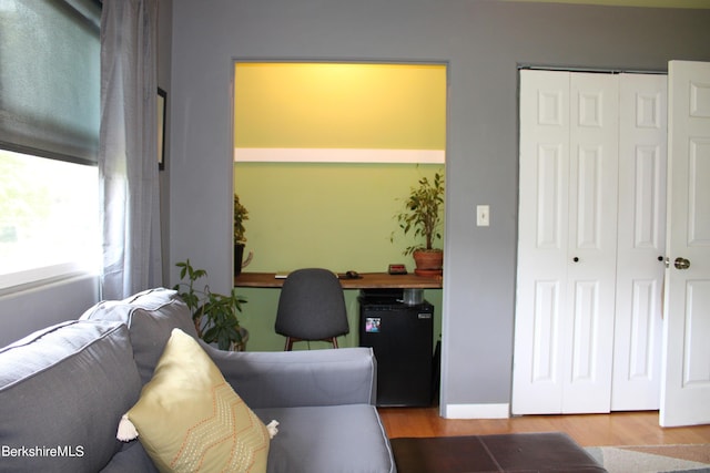 office space featuring hardwood / wood-style floors