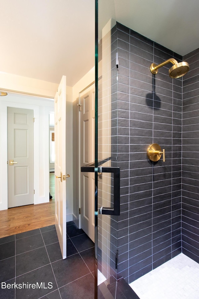 20 Hillside Ln, Sheffield, MA 01222 - full bathroom with a stall shower, tile patterned floors, and baseboards