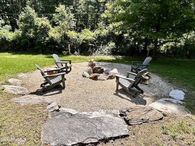 20 Hillside Ln, Sheffield, MA 01222 - view of grassy yard featuring a fire pit