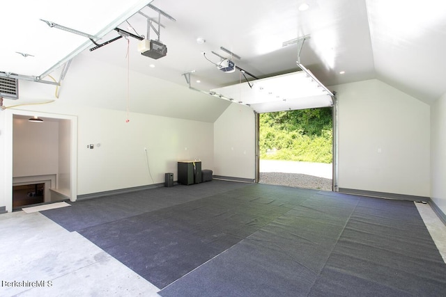 20 Hillside Ln, Sheffield, MA 01222 - garage featuring a garage door opener, baseboards, and recessed lighting
