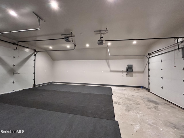 20 Hillside Ln, Sheffield, MA 01222 - garage with baseboards, a garage door opener, and recessed lighting