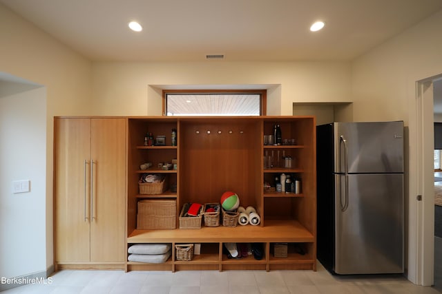 mudroom with recessed lighting and visible vents