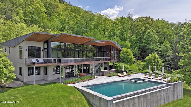 113 Brush Hill Rd, Great Barrington, MA 01230 - view of pool with a patio, a lawn, stairs, and a wooden deck