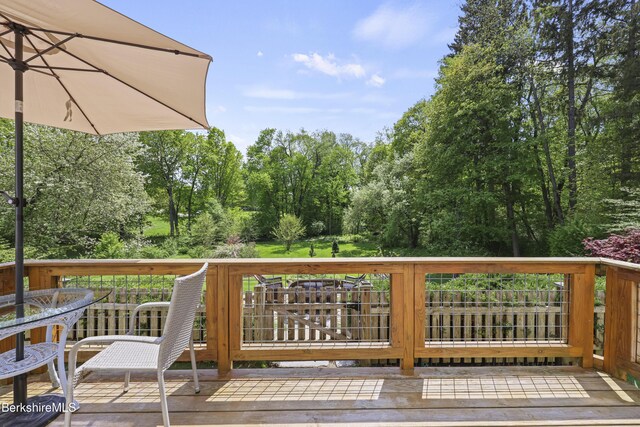 68 Colt Rd, Pittsfield, MA 01201 - deck with view of wooded area