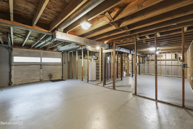 basement featuring water heater