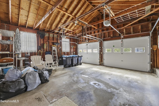 garage with a garage door opener