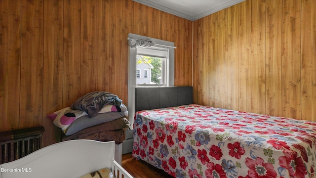 14 Hall St, North Adams, MA 01247 - bedroom with wooden walls and ornamental molding