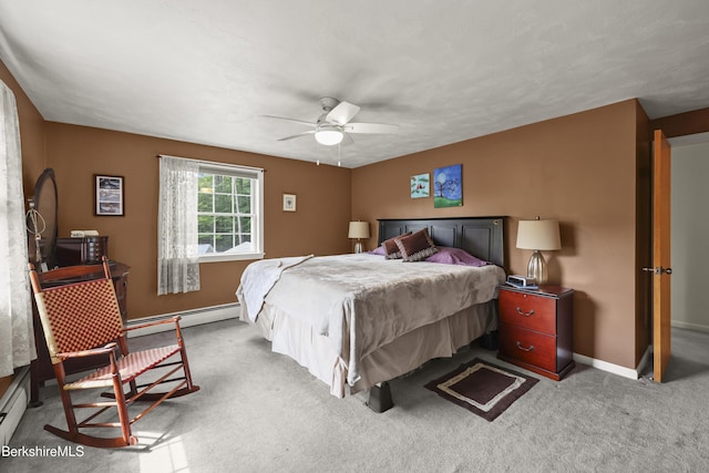 785 E New Lenox Rd, Pittsfield, MA 01201 - bedroom with a baseboard heating unit, carpet floors, and ceiling fan