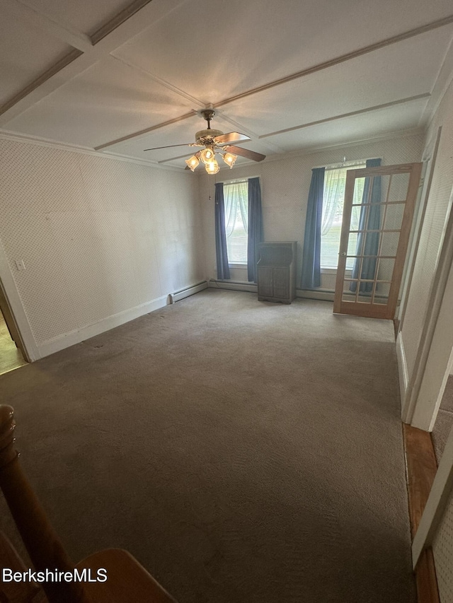 132-134 Crest St, North Adams, MA 01247 - carpeted spare room with a ceiling fan and baseboards