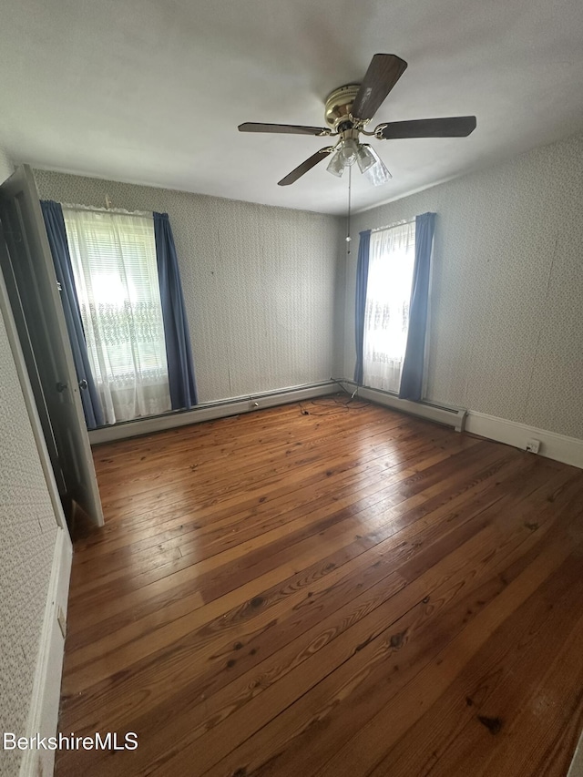 132-134 Crest St, North Adams, MA 01247 - empty room featuring wood-type flooring and a ceiling fan