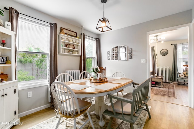 24 Front St Unit 22-24, Williamstown, MA 01267 - dining room with radiator, light wood-style flooring, and baseboards