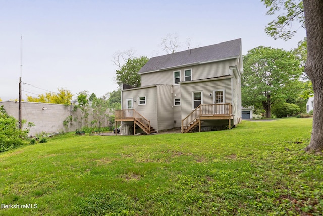 24 Front St Unit 22-24, Williamstown, MA 01267 - rear view of property with stairway, a deck, and a yard