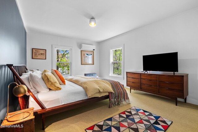 49 S St, Great Barrington, MA 01230 - bedroom featuring multiple windows, a wall mounted AC, and light carpet