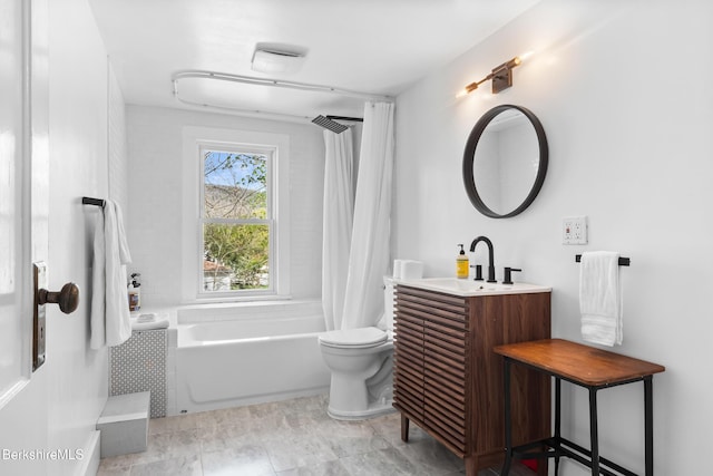 49 S St, Great Barrington, MA 01230 - full bathroom featuring vanity, shower / tub combo, and toilet