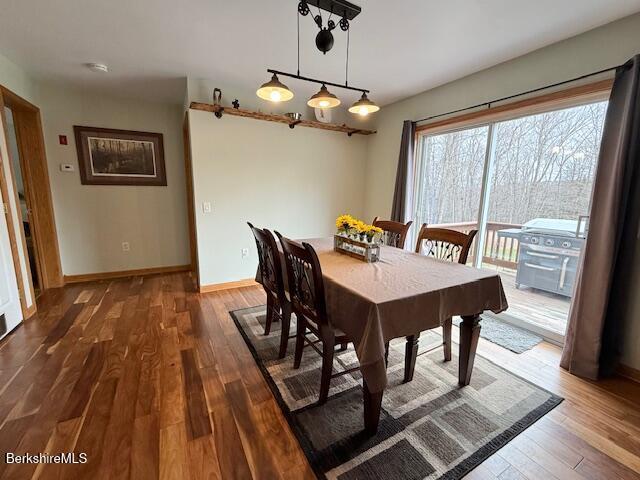 dining room featuring baseboards and wood finished floors