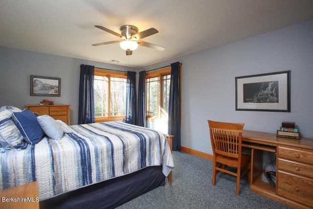 bedroom with carpet and ceiling fan