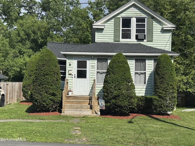 9 Dwight St, Pittsfield, MA 01201 - view of front of home featuring a shingled roof, entry steps, and cooling unit