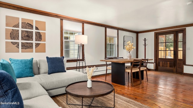 living room with hardwood / wood-style floors