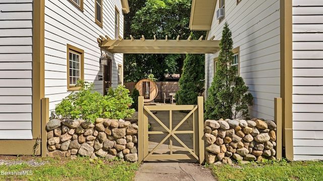 exterior space with a pergola