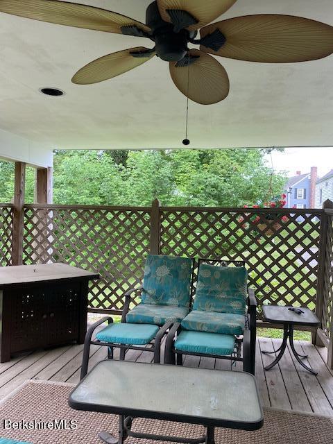 16 Woodlawn Ave, North Adams, MA 01247 - deck featuring a ceiling fan and outdoor dining space