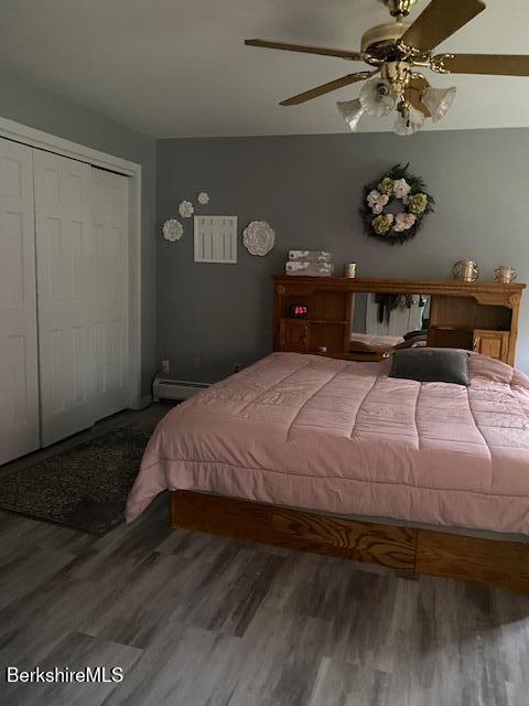 16 Woodlawn Ave, North Adams, MA 01247 - bedroom featuring wood finished floors, a closet, and ceiling fan