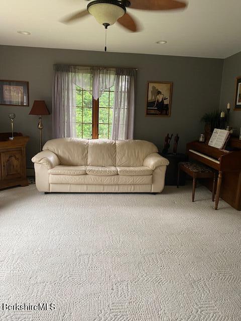 16 Woodlawn Ave, North Adams, MA 01247 - carpeted living room featuring ceiling fan