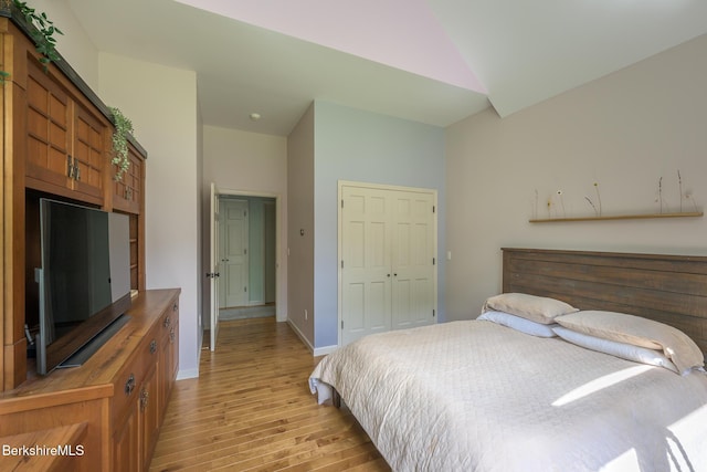 26 N Egremont Rd, Great Barrington, MA 01230 - bedroom featuring light wood finished floors, a closet, and high vaulted ceiling