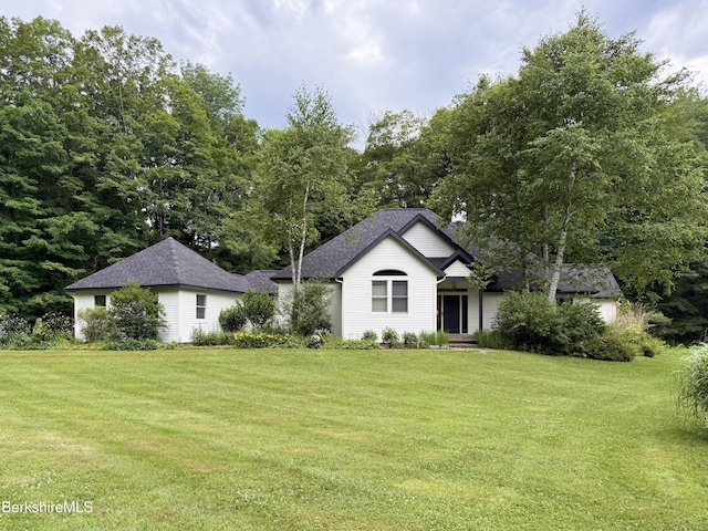 26 N Egremont Rd, Great Barrington, MA 01230 - view of front of home with a front lawn, roof with shingles, and a chimney