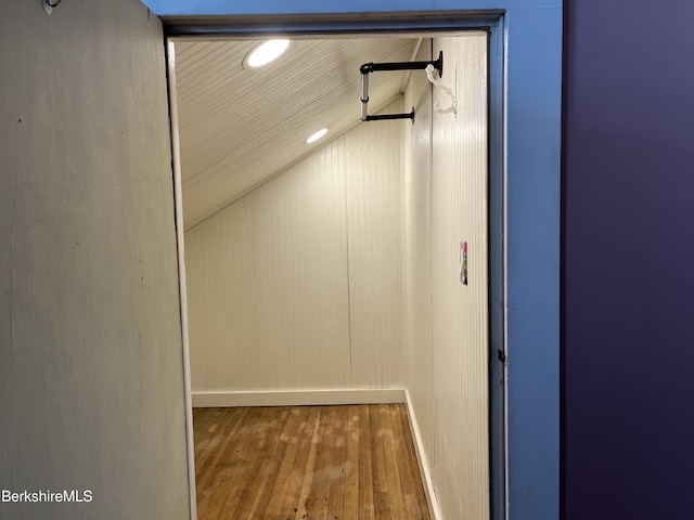 interior space featuring recessed lighting and hardwood / wood-style floors