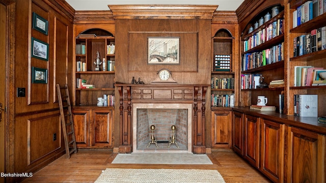 76 Lenox Rd, West Stockbridge, MA 01266 - interior space with light wood-style floors, built in features, and ornamental molding